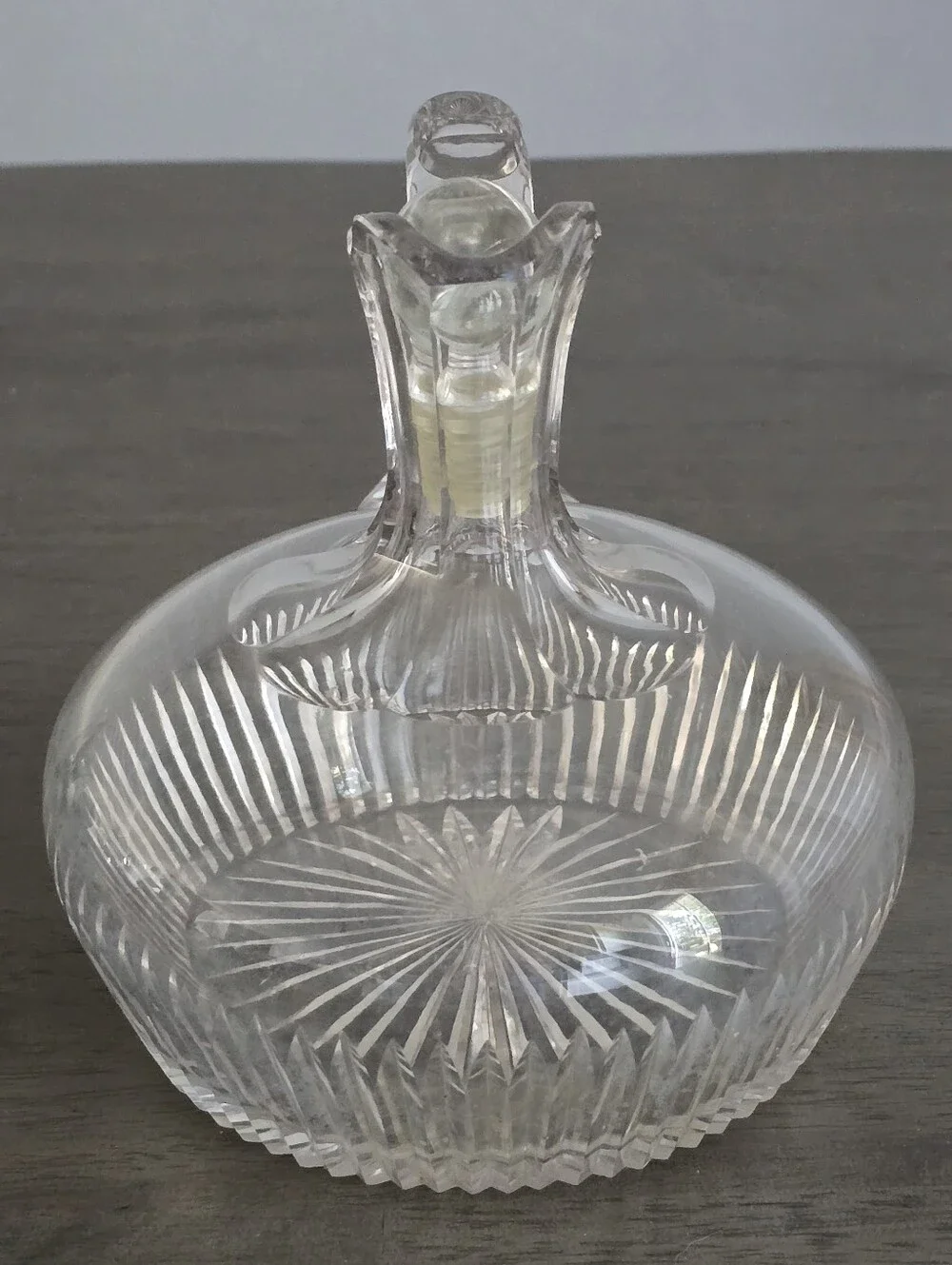 Vintage Ship's Decanter American Brilliant Cut Heavy Glass